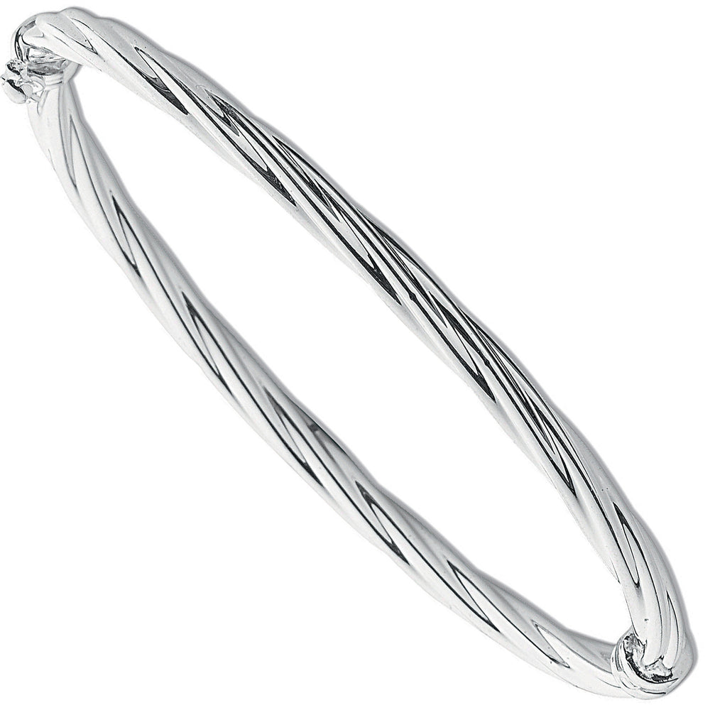 Silver Twisted Hollow Hinged Bangle