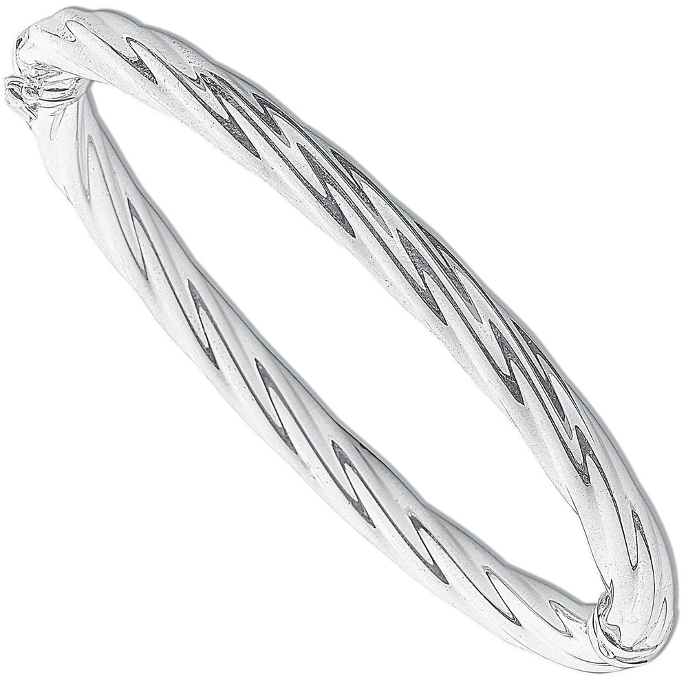 Silver Twisted Hollow Hinged Bangle