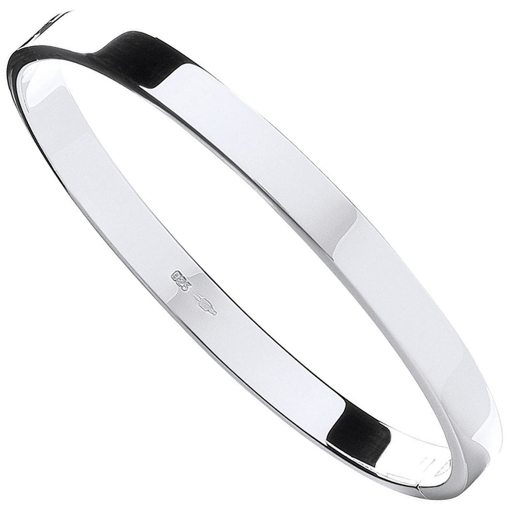 Silver Solid 6mm Oval Shaped Hinged Bangle – product view
