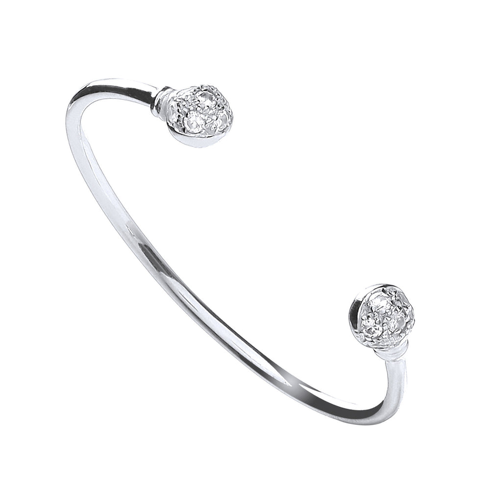 Silver Baby Cubic Zirconia Torque Bangle – product view