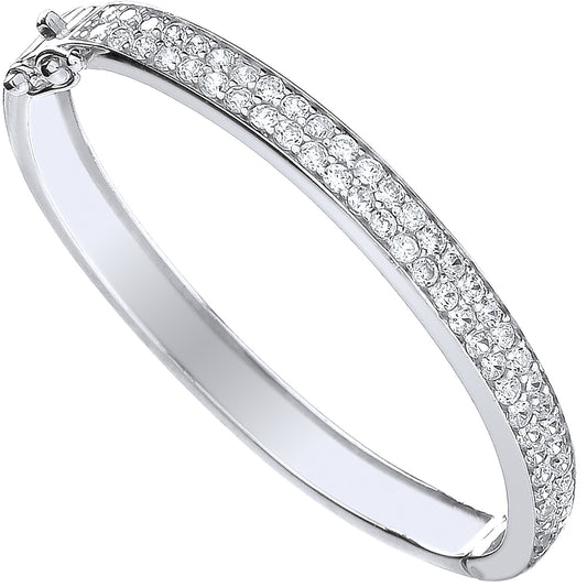 Silver Baby 2 Row Cubic Zirconia Bangle