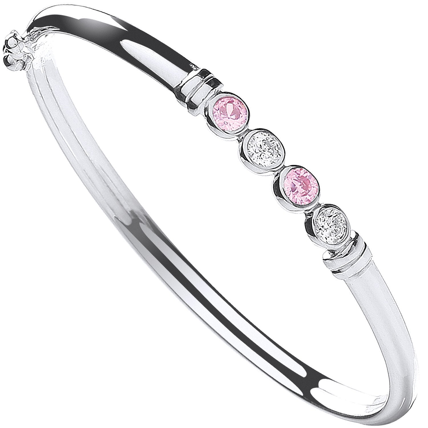 Silver Baby White & Pink Cubic Zirconia Bangle - Luxury Watch - Certified Authentic – Luxury Watch by Imperial Time UK