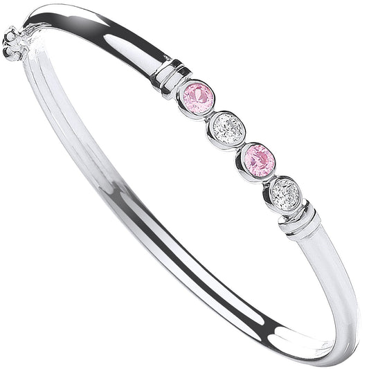 Silver Baby White & Pink Cubic Zirconia Bangle - Luxury Watch - Certified Authentic – Luxury Watch by Imperial Time UK