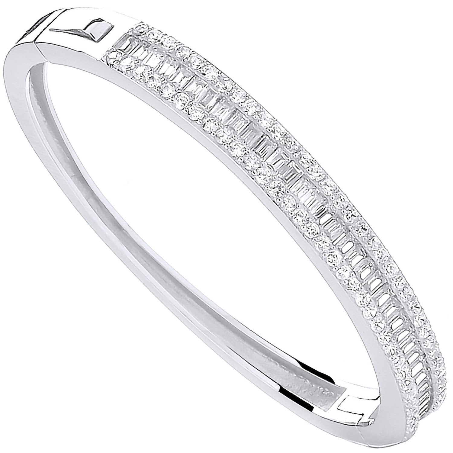 Silver 3 Row Cubic Zirconia Baguette Centre Baby Bangle - Luxury Watch - Certified Authentic – Luxury Watch by Imperia