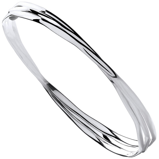 Silver Russian Faceted Ladies Bangle