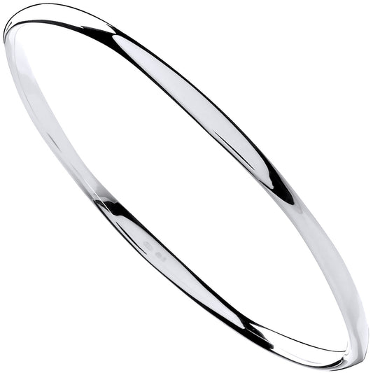 Silver Faceted Ladies Bangle
