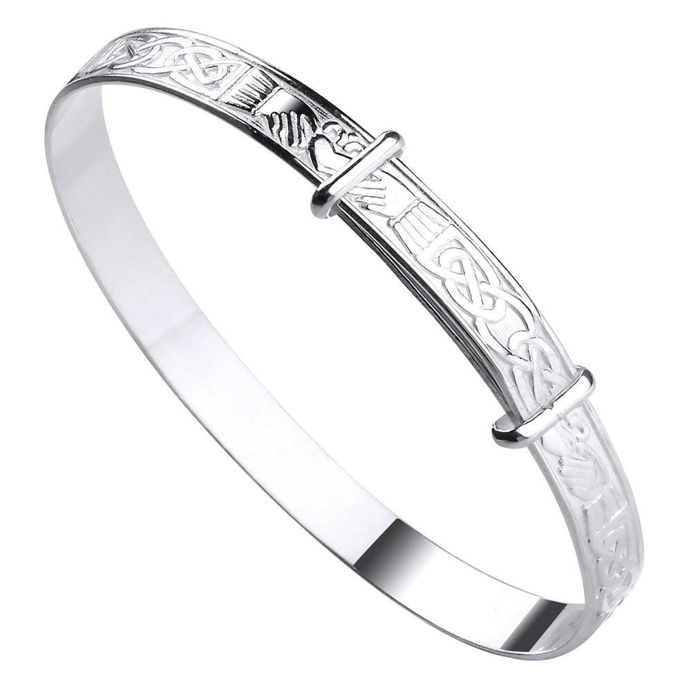 Silver Celtic Claddagh Expandable Baby Bangle – product view