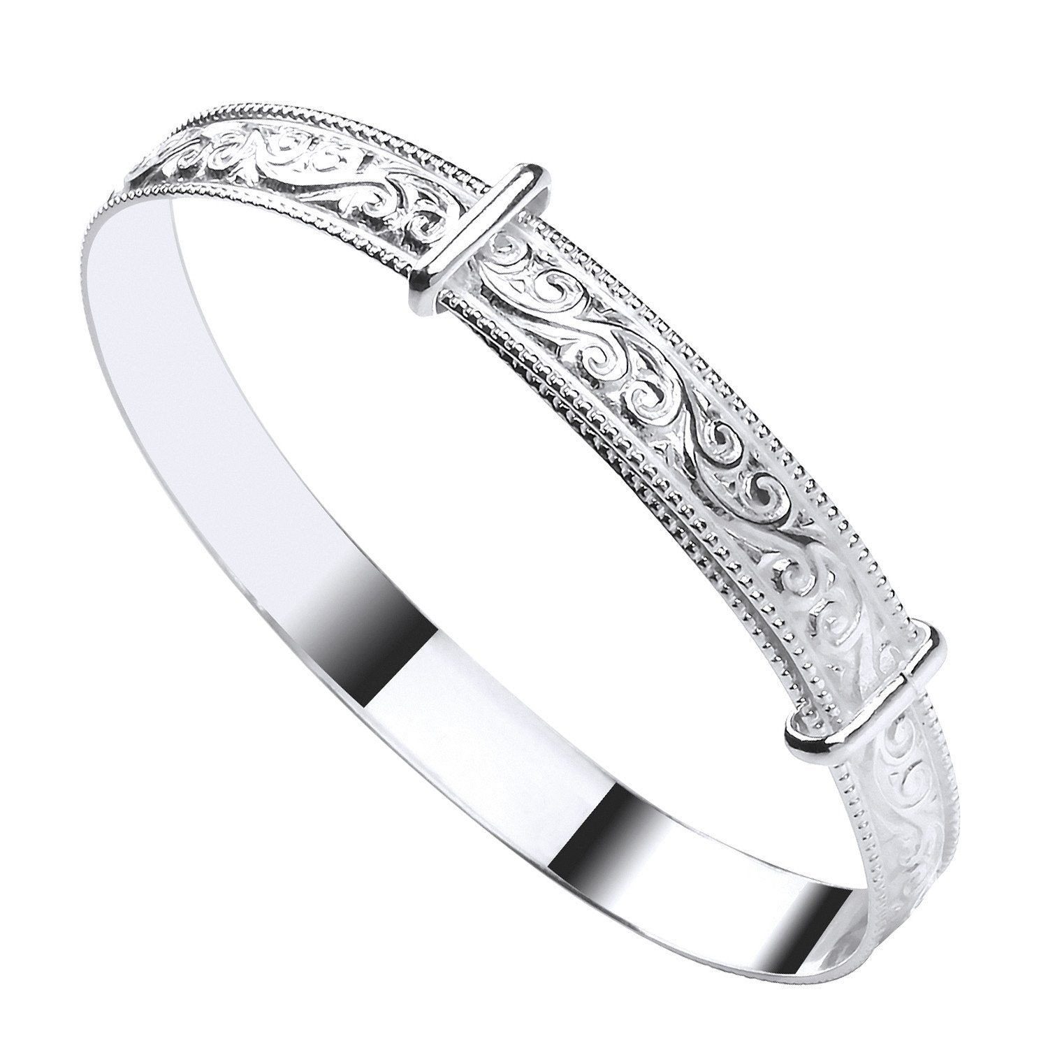 Silver Swirl Ribbed Edge Expandable Baby Bangle - Luxury Watch - Certified Authentic – Luxury Watch by Imperial Time U