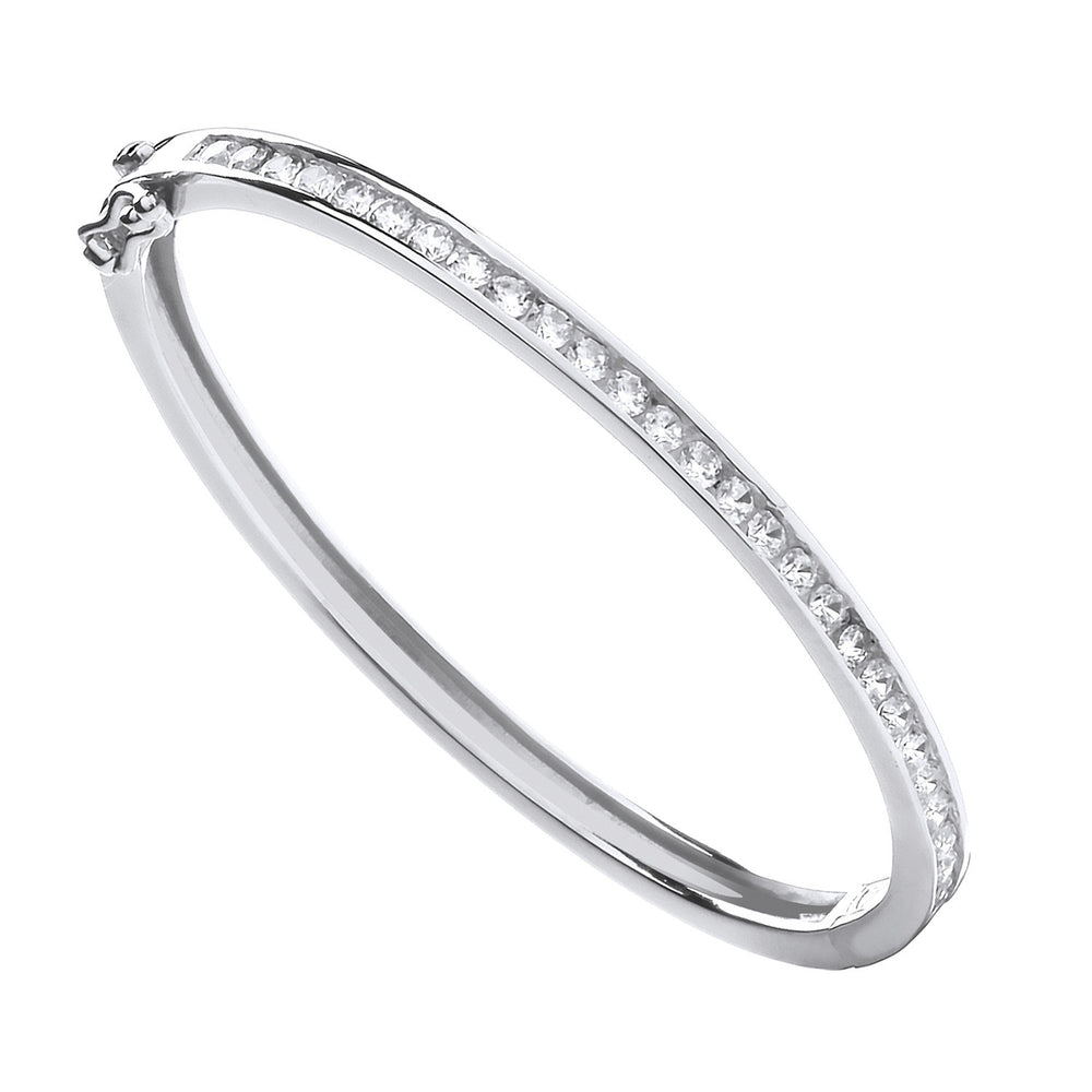 Silver Channel Set Cubic Zirconias Baby Bangle