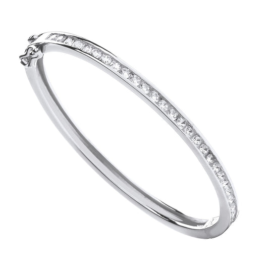 Silver Channel Set Cubic Zirconias Baby Bangle