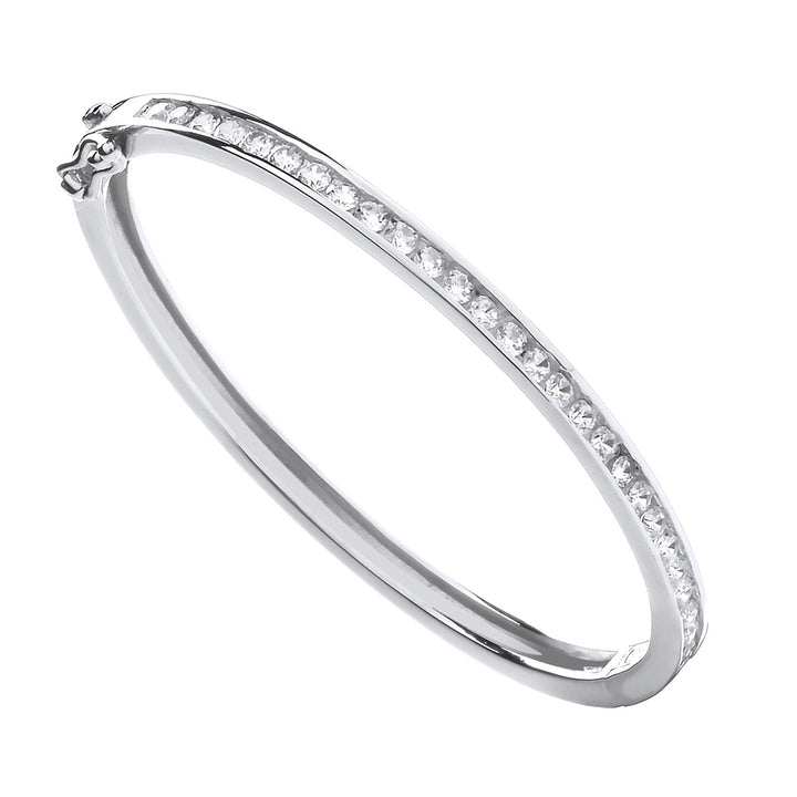 Silver Channel Set Cubic Zirconias Baby Bangle