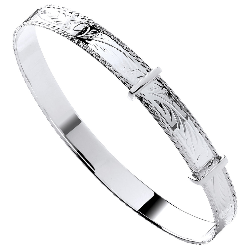 Silver 7mm Expandable Diamond Cut Bangle – product view