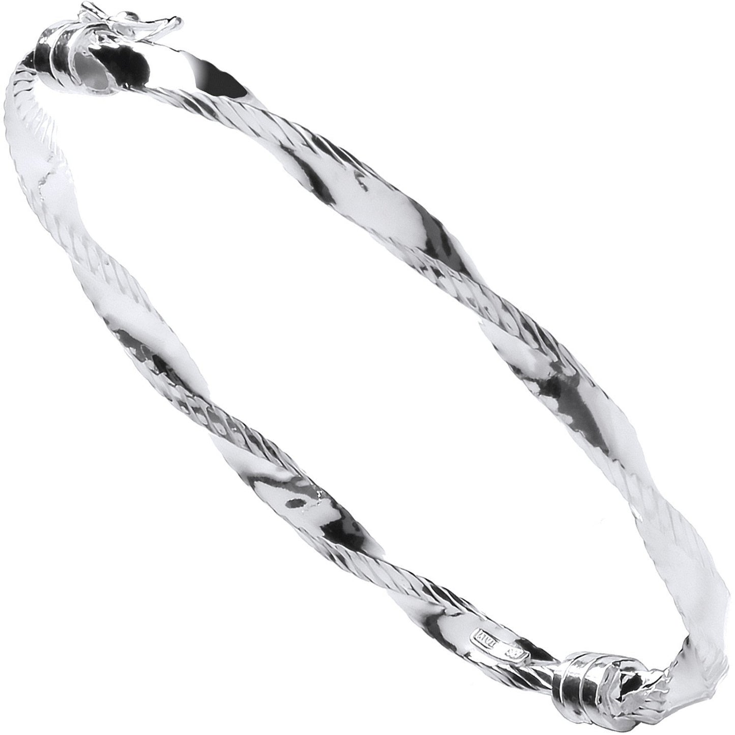 Silver Twisted Ribbed Edge Hollow Hinged Bangle - Luxury Watch - Certified Authentic – Luxury Watch by Imperial Time U