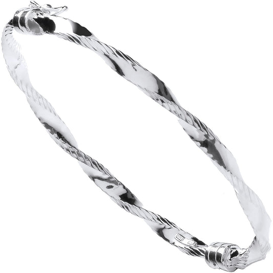 Silver Twisted Ribbed Edge Hollow Hinged Bangle - Luxury Watch - Certified Authentic – Luxury Watch by Imperial Time U