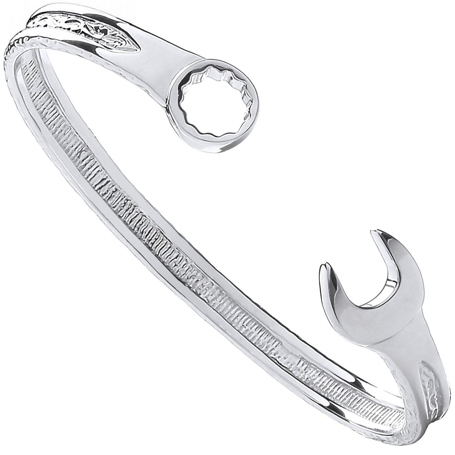 Silver Solid Vintage Design Spanner Gents 7mm Bangle - Luxury Watch - Certified Authentic – Luxury Watch by Imperial T