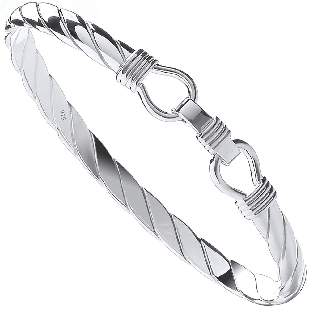 Silver Twist Solid Gents Bangle
