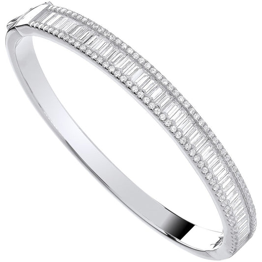 Silver Hinged Baguette & Round Cubic Zirconias Bangle - Luxury Watch - Certified Authentic – Luxury Watch by Imperial