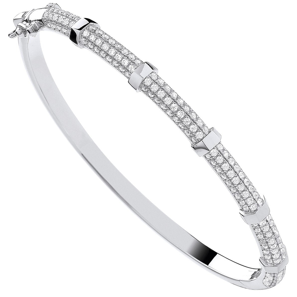 Silver Cubic Zirconia Bangle with Hex Nuts - Luxury Watch - Certified Authentic - Swiss Made – Luxury Watch by Imperia
