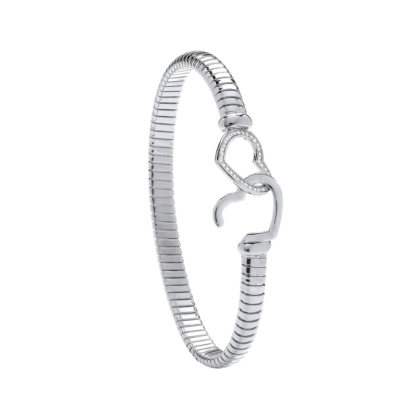 Silver Hearts Hook, Ribbed Ladies Bangle - Luxury Watch - Certified Authentic - Swiss Made – Luxury Watch by Imperial