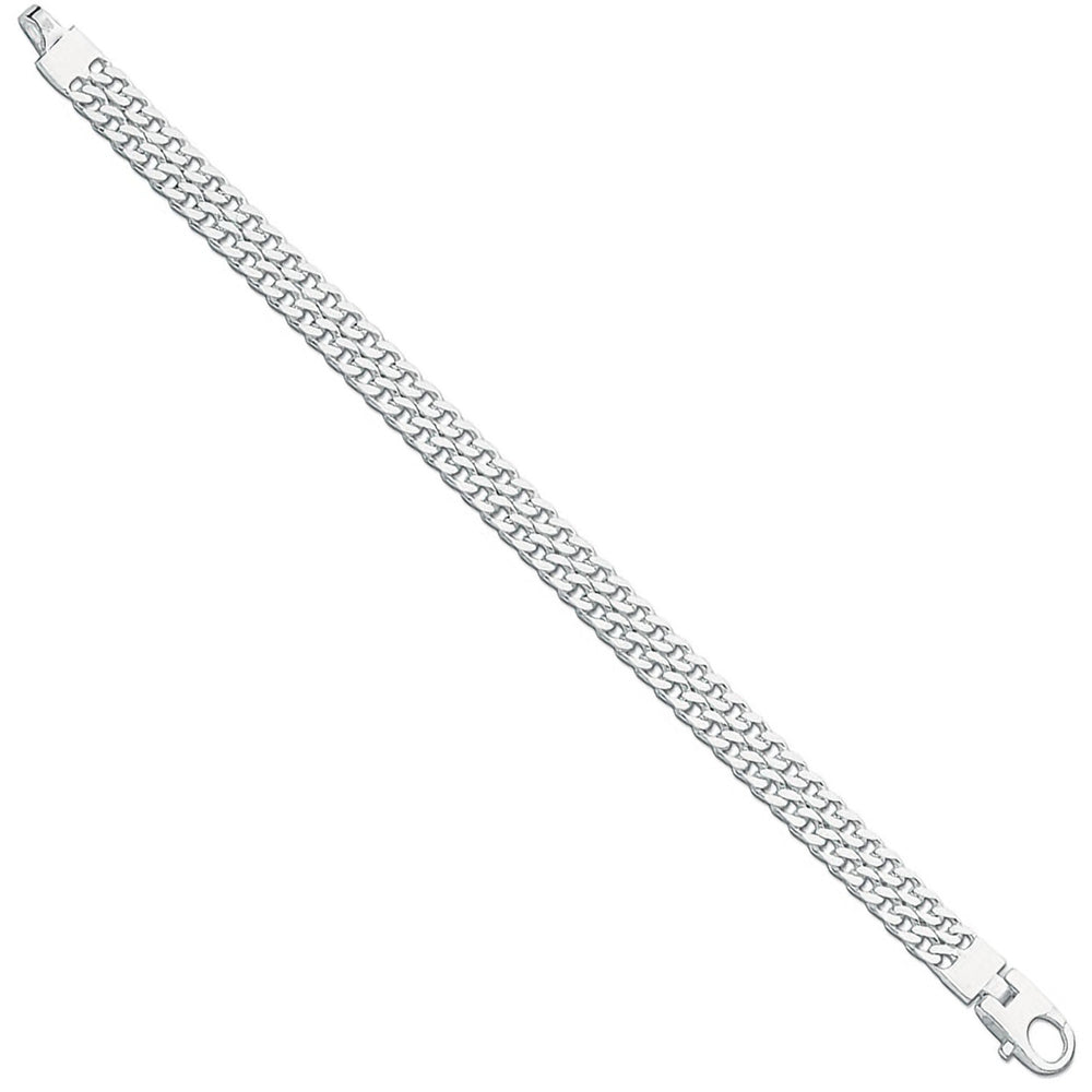 Silver Ladies Double Link Curb Bracelet – product view