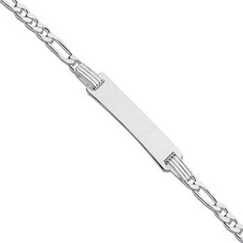 Silver Figaro Id Baby 6"/Ladies 7" Bracelet - Fine Bracelet - Certified Authentic - Swiss Mad – Luxury Jewellery by Im