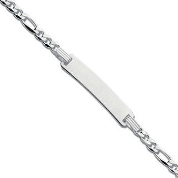Silver Figaro Id Baby 6"/Ladies 7" Bracelet - Fine Bracelet - Certified Authentic - Swiss Mad – Luxury Jewellery by Im