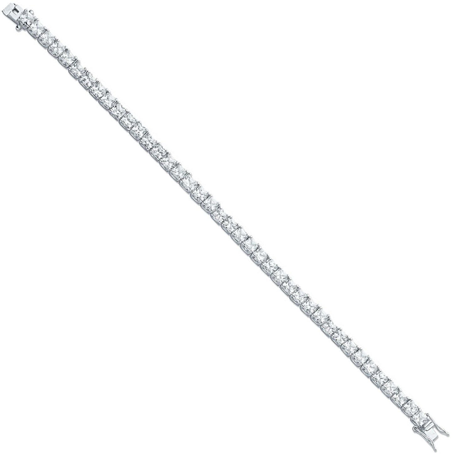 Silver 4.3mm Princess Cut Cubic Zirconia Tennis Bracelet - Fine Bracelet - Certified Authenti – Luxury Jewellery by Im