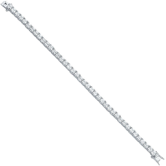 Silver 4.3mm Princess Cut Cubic Zirconia Tennis Bracelet