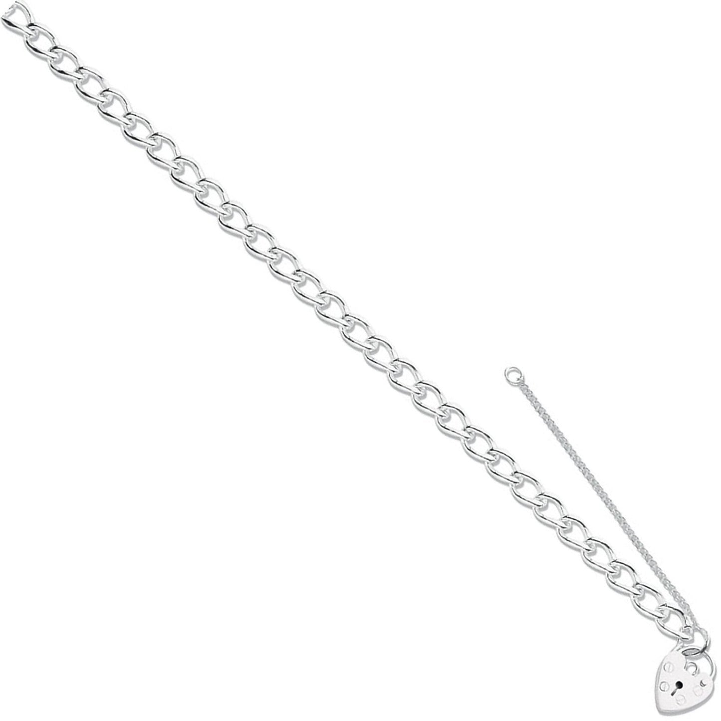 Silver Open Curb & Padlock Charm Bracelet - Fine Bracelet - Certified Authentic - Swiss Made – Luxury Jewellery by Imp
