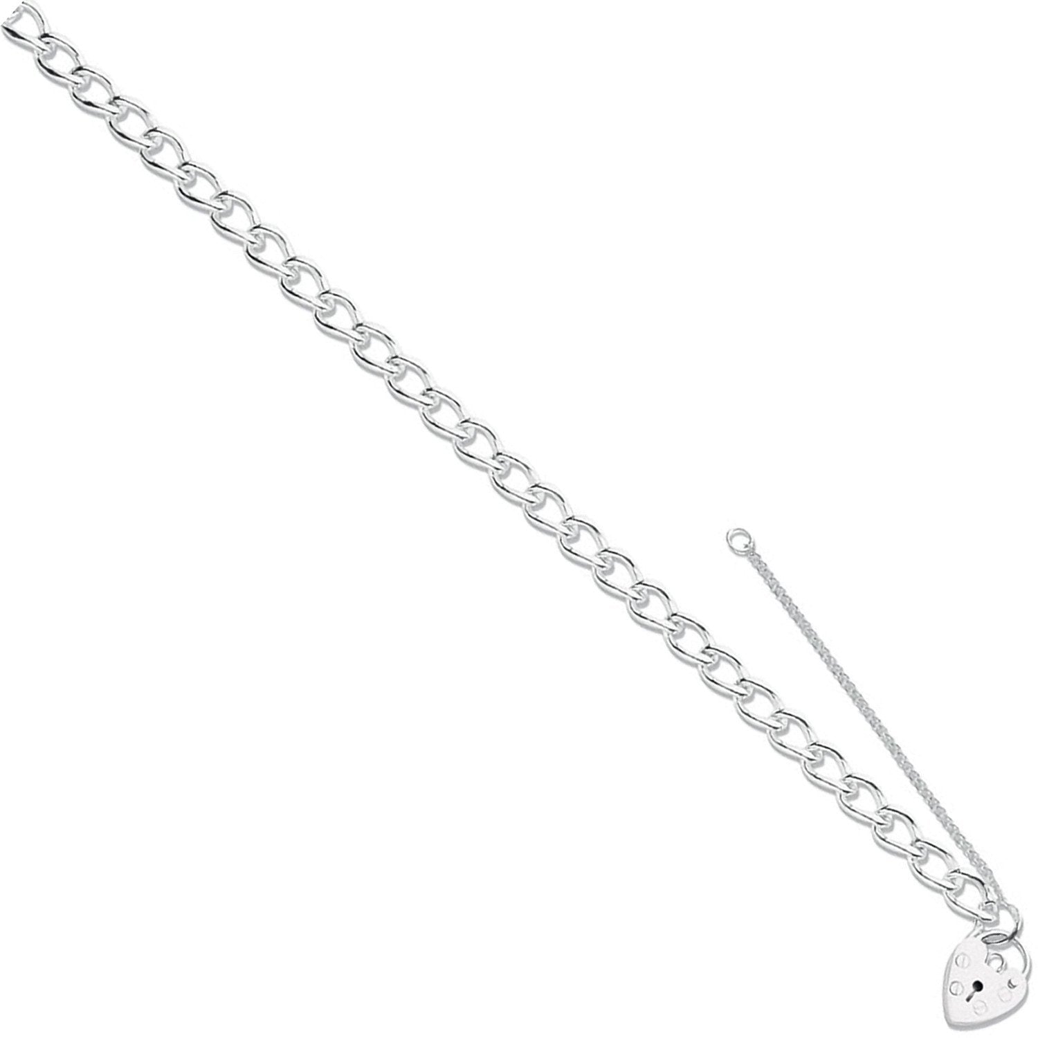 Silver Open Curb & Padlock Charm Bracelet - Fine Bracelet - Certified Authentic - Swiss Made – Luxury Jewellery by Imp
