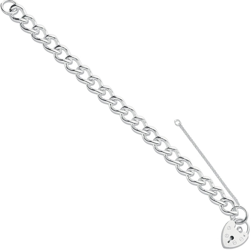 Silver Open Curb & Padlock Charm Bracelet – product view