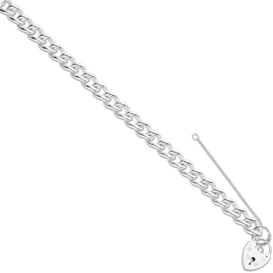 Silver Open Curb & Padlock Charm Bracelet