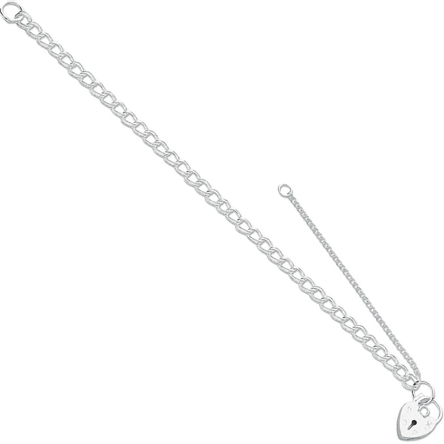 Silver Double Link Curb & Padlock Charm Bracelet - Fine Bracelet - Certified Authentic – Luxury Jewellery by Imperial