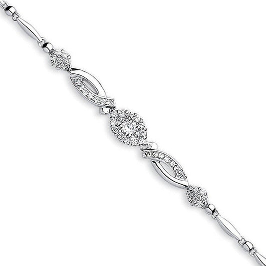 Silver Fancy Cubic Zirconia Bracelet - Fine Bracelet - Certified Authentic - Swiss Made – Luxury Jewellery by Imperial