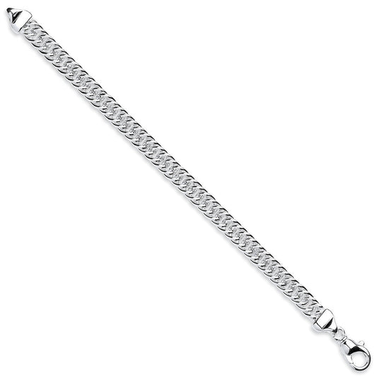 Silver 7.5mm Double Tight Link Curb Bracelet