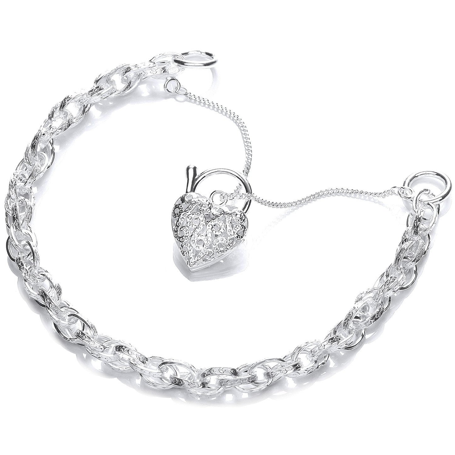 Silver Heart Padlock Bracelet - Fine Bracelet - Certified Authentic - Swiss Made - UK Stock – Luxury Jewellery by Impe