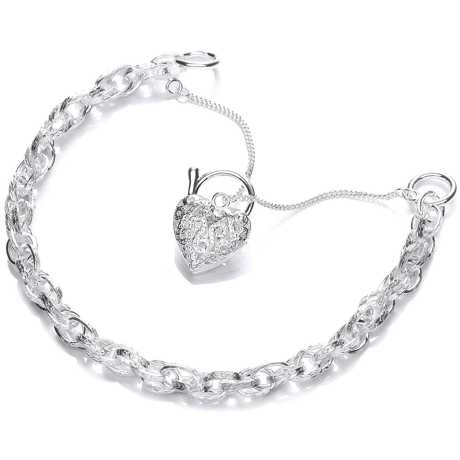 Silver Heart Padlock Bracelet - Fine Bracelet - Certified Authentic - Swiss Made - UK Stock – Luxury Jewellery by Impe