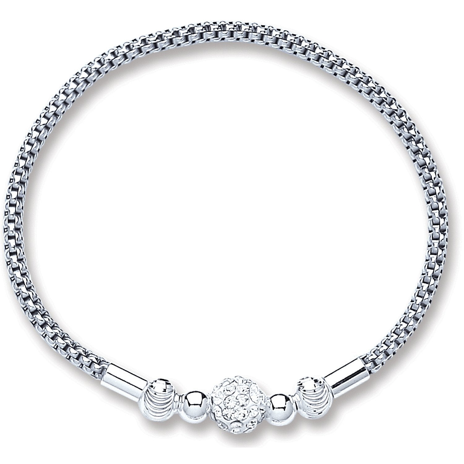 Silver Mesh with Crystal Ball Bracelet - Fine Bracelet - Certified Authentic - Swiss Made – Luxury Jewellery by Imperi