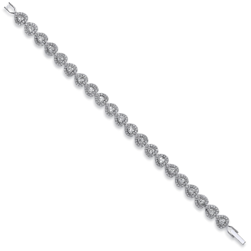 Silver Cubic Zirconia Heart Bracelet