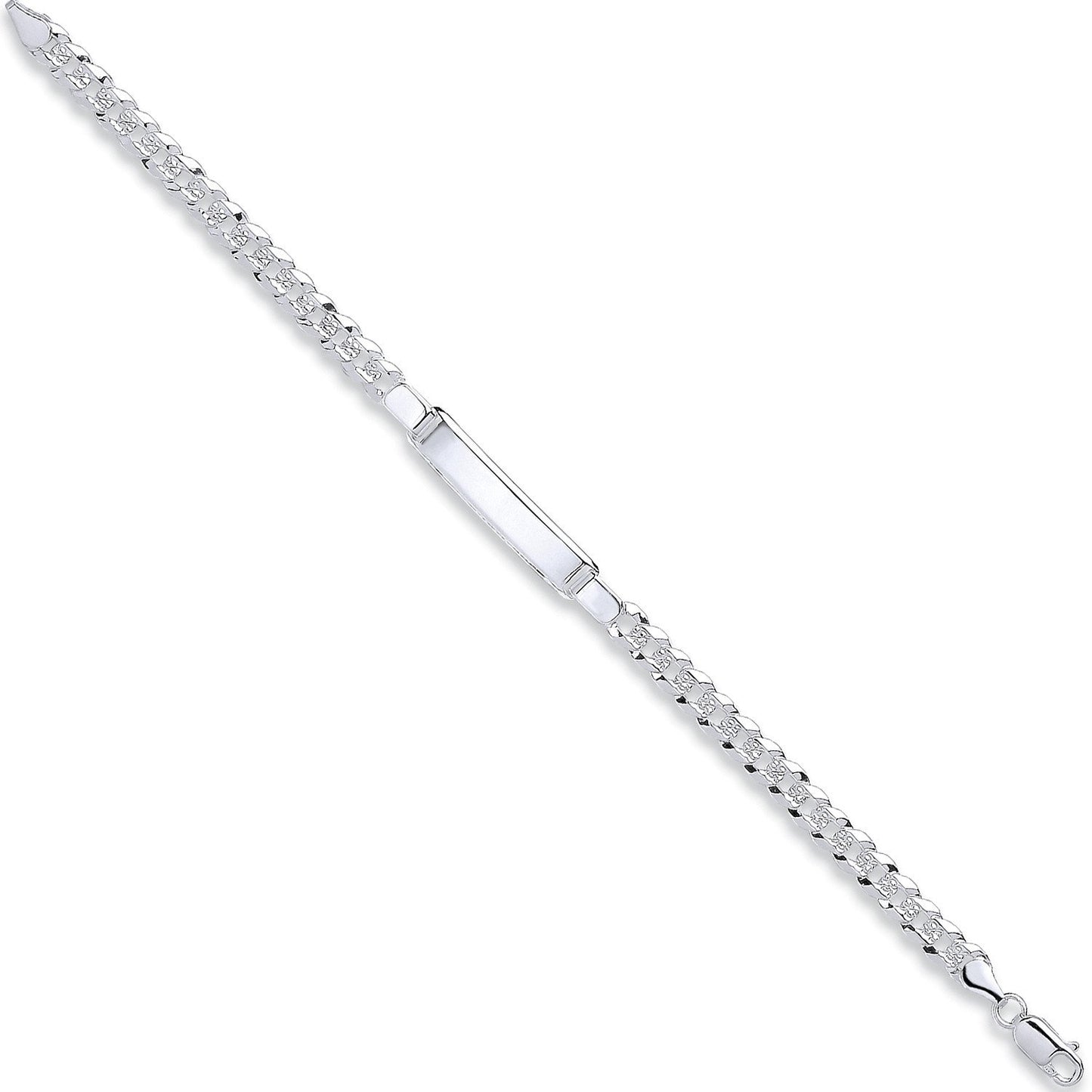 Silver Curb Pave I.d Bracelet - Fine Bracelet - Certified Authentic - Swiss Made - UK Stock – Luxury Jewellery by Impe