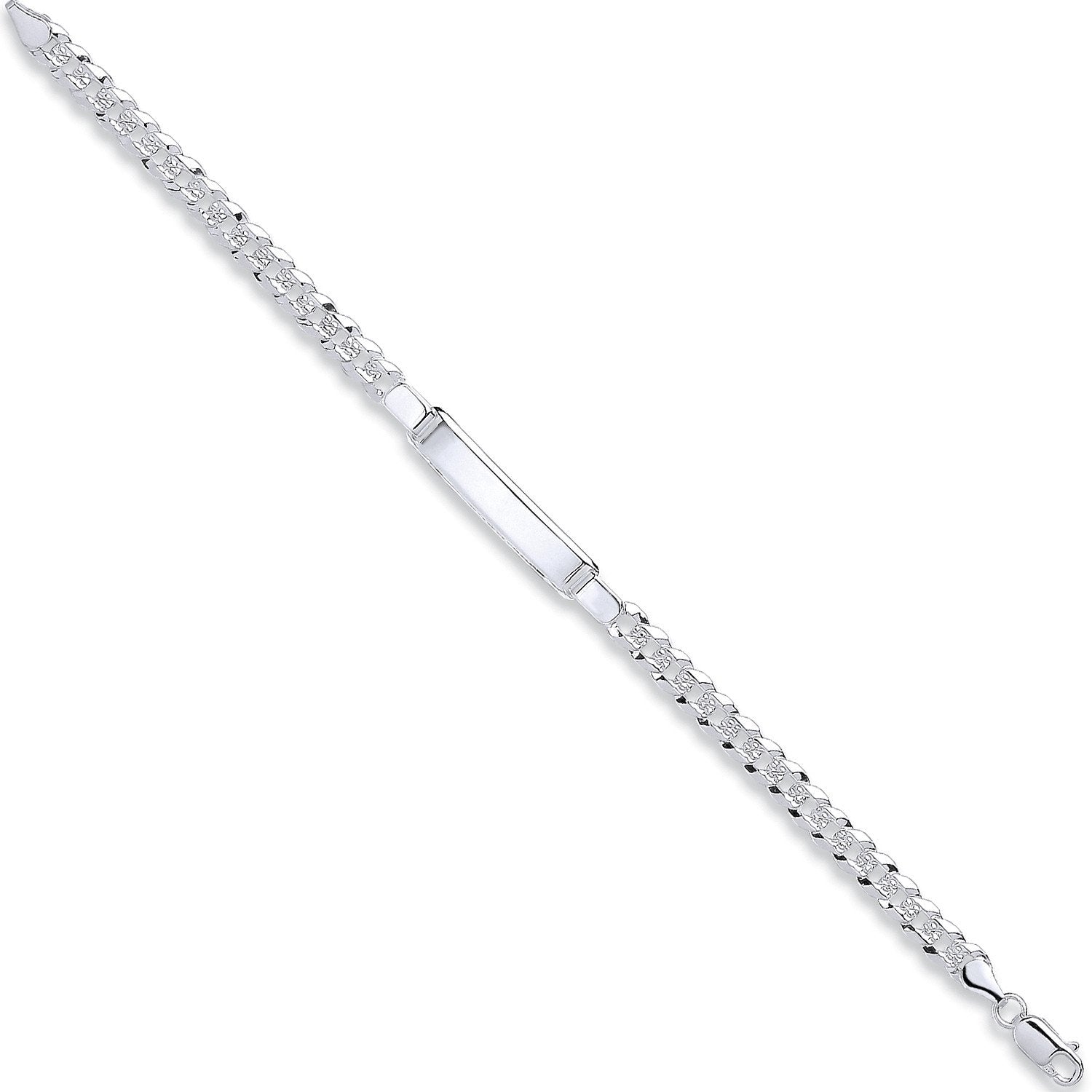 Silver Curb Pave I.d Bracelet - Fine Bracelet - Certified Authentic - Swiss Made - UK Stock – Luxury Jewellery by Impe