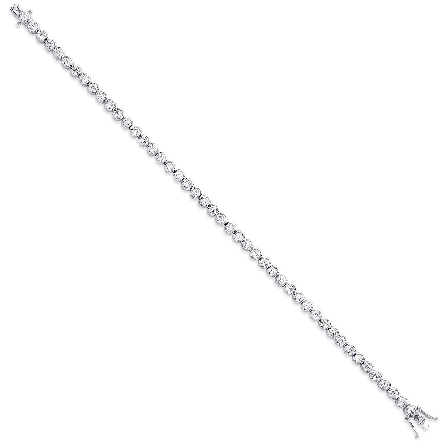 Silver 4.7mm Rubover 3.7mm Cubic Zirconia Tennis Bracelet - Fine Bracelet - Certified Authent – Luxury Jewellery by Im