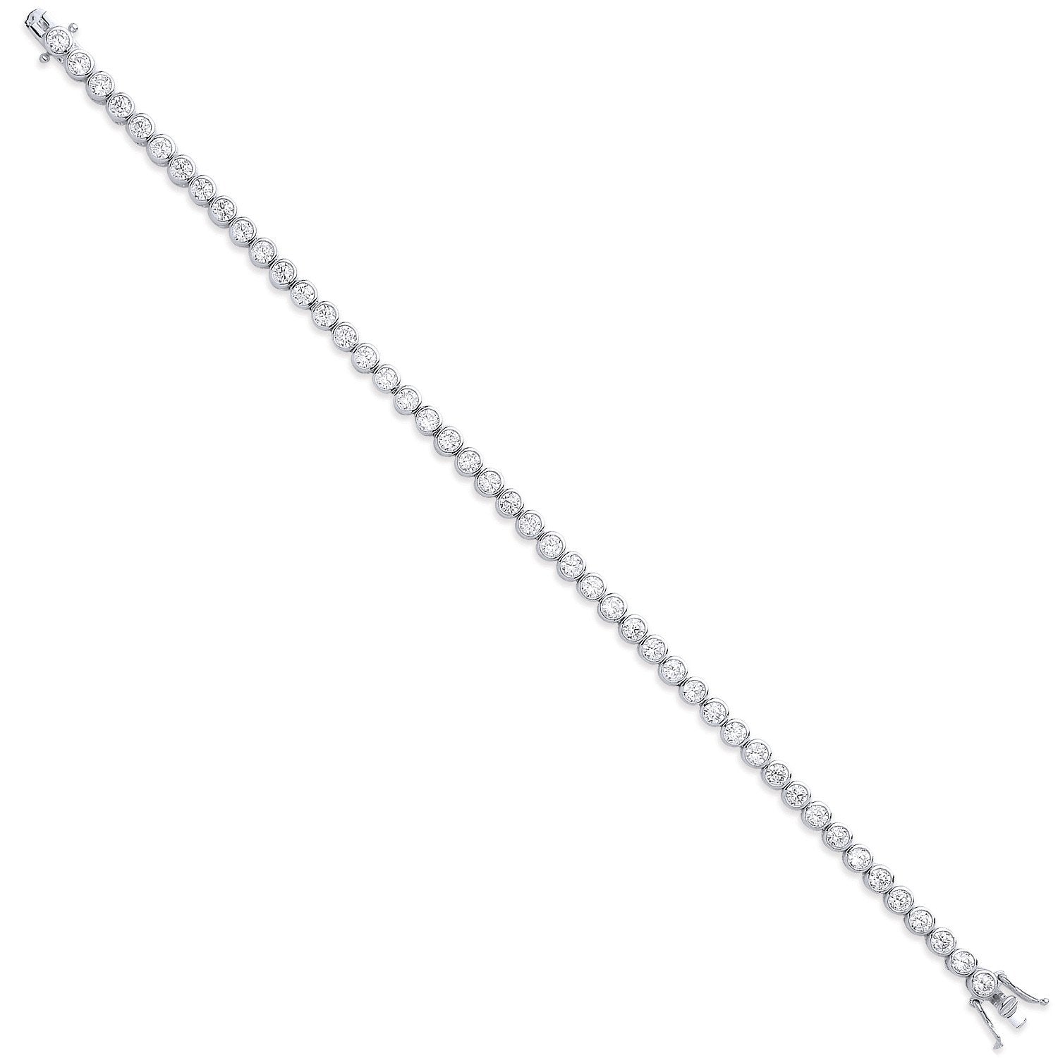 Silver 4.7mm Rubover 3.7mm Cubic Zirconia Tennis Bracelet - Fine Bracelet - Certified Authent – Luxury Jewellery by Im