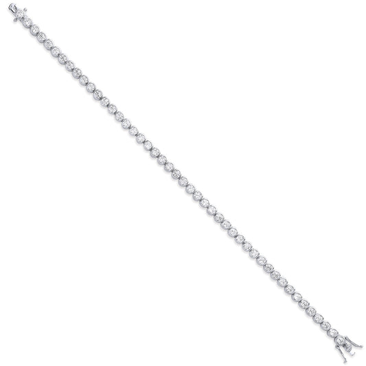 Silver 4.7mm Rubover 3.7mm Cubic Zirconia Tennis Bracelet