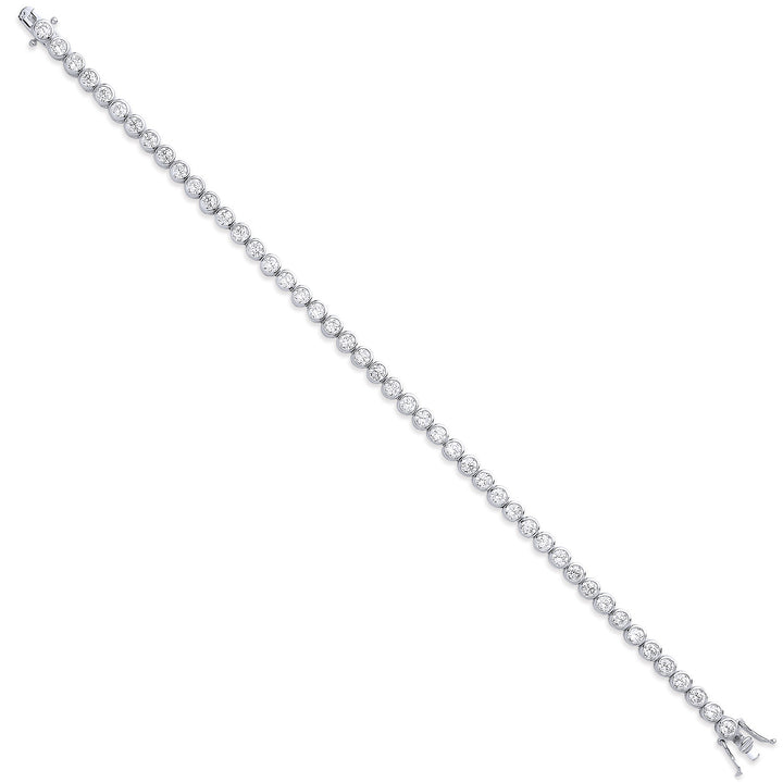 Silver 4.7mm Rubover 3.7mm Cubic Zirconia Tennis Bracelet