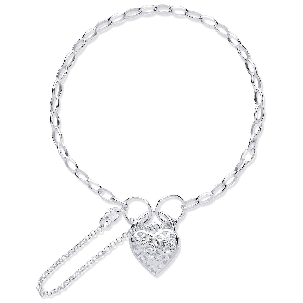 Silver Padlock Charm Open Link Bracelet – product view