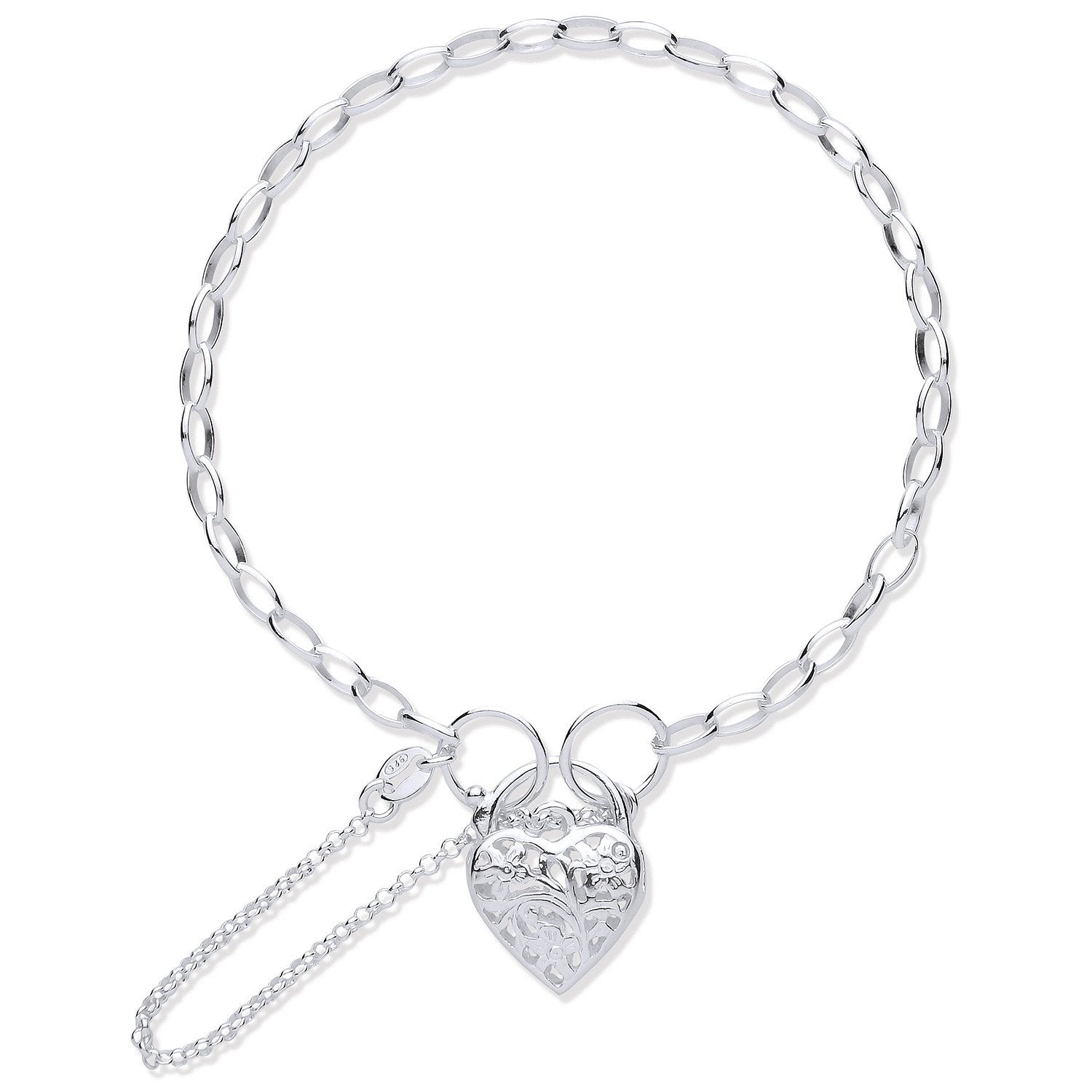 Silver Padlock Charm Open Link Bracelet - Fine Bracelet - Certified Authentic - Swiss Made – Luxury Jewellery by Imper