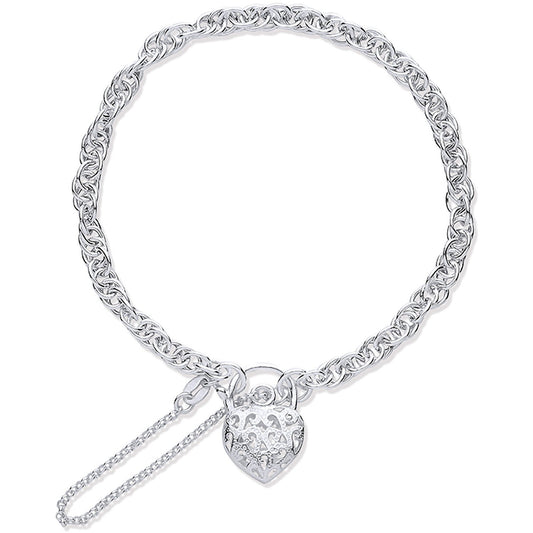 Silver Padlock Charm Bracelet with Safety Chain - Fine Bracelet - Certified Authentic – Luxury Jewellery by Imperial T