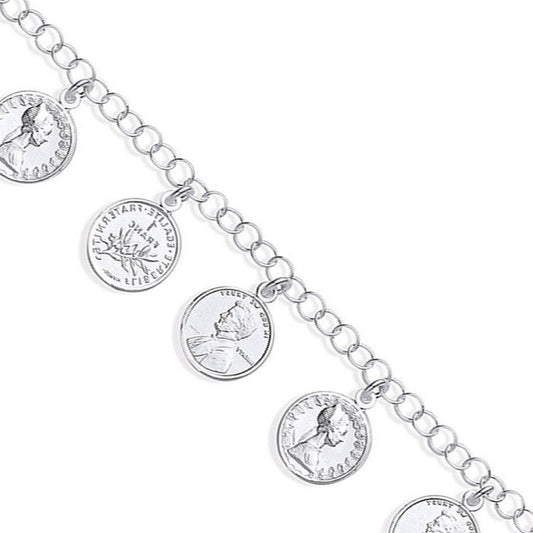 Silver 8 Coins Ladies Charm Bracelet - Fine Bracelet - Certified Authentic - Swiss Made – Luxury Jewellery by Imperial