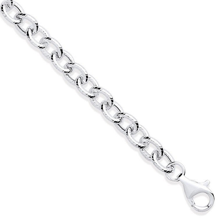 Silver Rolo Ribbed Edge Link Ladies Bracelet - Fine Bracelet - Certified Authentic - Swiss Ma – Luxury Jewellery by Im